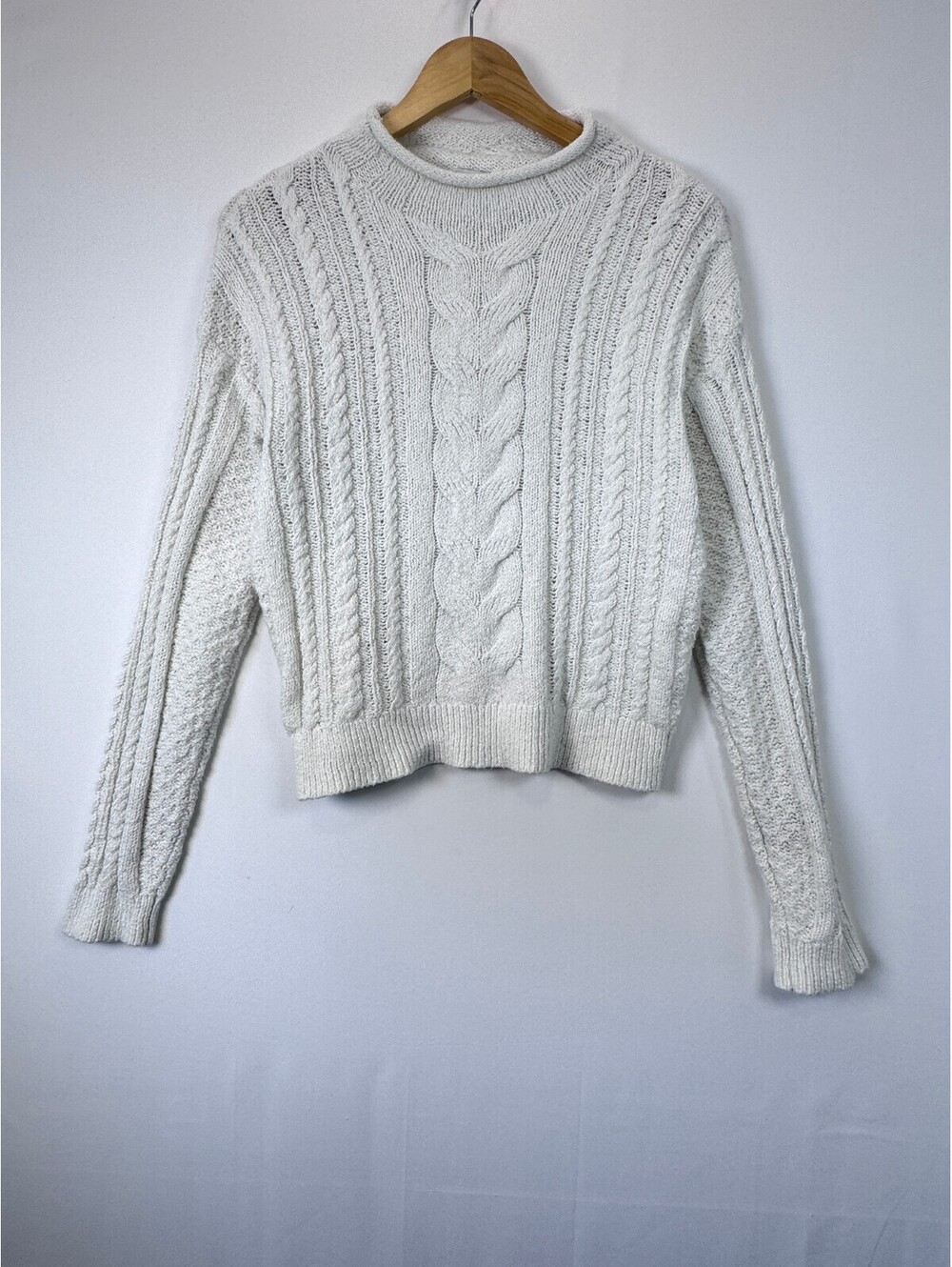 J.Crew Ivory Rollneck Cable Knit Fisherman Sweater Relaxed Y2K Fall  Women’s XS